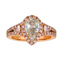 A 1.08ct Pear Shaped Fancy Light Gray Diamond Set In 18K Rose Gold Ring